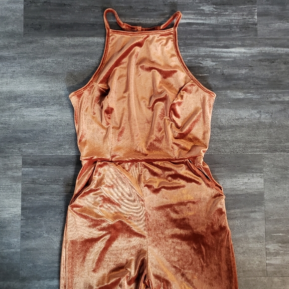 Burnt Orange Velvet Urban Outfitters Jumpsuit - Picture 2 of 6